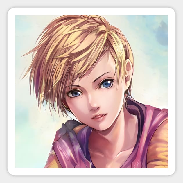 Hot Blonde Anime Girl with Short Hair Magnet by animegirlnft
